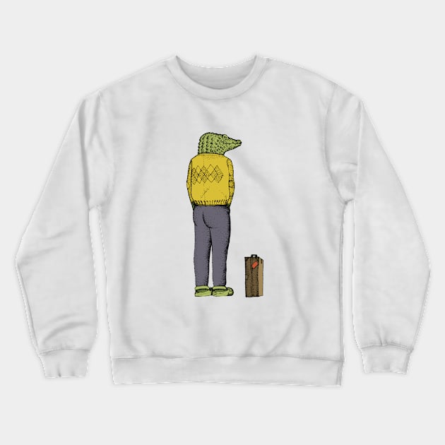 Crocodile with a suitcase Crewneck Sweatshirt by popcornpunk